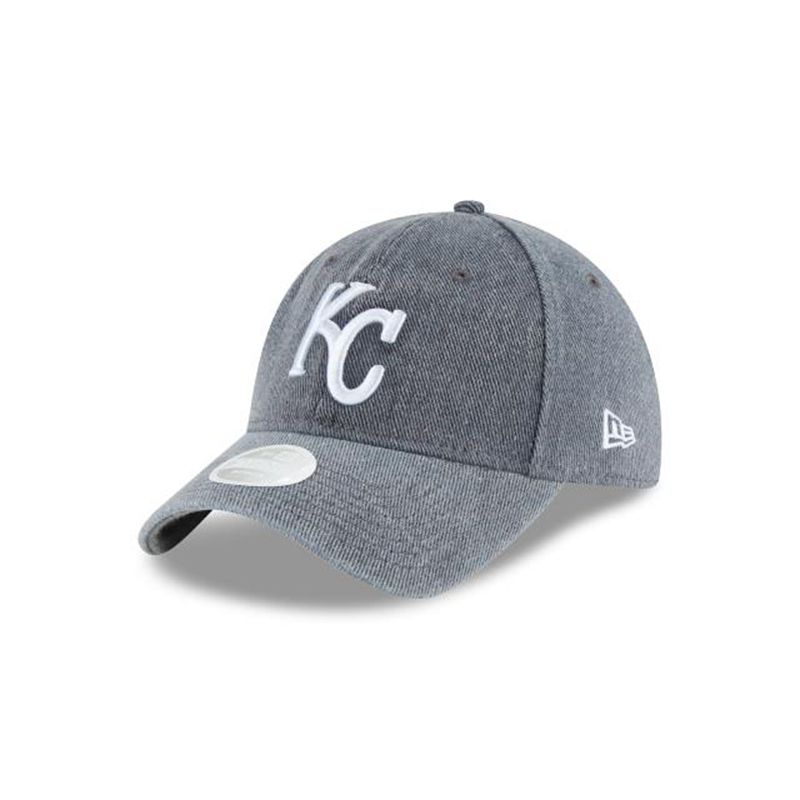 MLB Kansas City Royals Womens Faded Denim 9Twenty Adjustable (XFT9065) - Grey New Era Caps